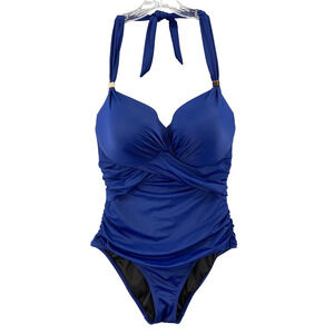 Victoria's Secret Swimsuit Sz 40DD The Unforgettable One‎ Piece Blue Formed Cups